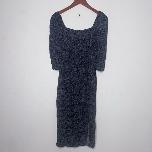 Abercrombie & Fitch leopard print 3/4 Sleeve Squareneck Smocked Dress Size Small - Picture 2 of 12